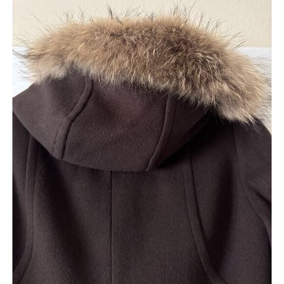 MARC NEW YORK BROWN WOOL COAT WITH FUR HOOD SIZE 2P - Picture 8 of 14